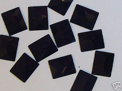 18 Pcs RECTANGLE 8x6mm JET FLATBACK European Rhinestones